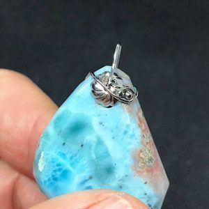 Comprar colgante Acero larimar mineral piedra precio grande ref LarimarCAG2