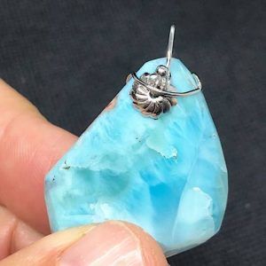 Comprar colgante Acero larimar mineral piedra precio grande ref LarimarCAG2