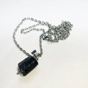 Colgante de Turmalina negra de acero TNJCA2A-1 y cadena acero