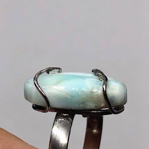 Comprar Anillo acero larimar piedra preciosa AnilloLarimarAA1