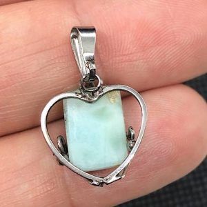 Comprar colgante corazón acero larimar piedra preciosa LarimarCAGcorazón