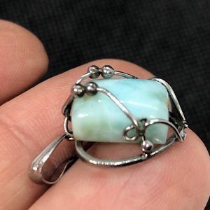 Comprar colgante corazón acero larimar piedra preciosa LarimarCAGcorazón