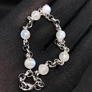 Pulsera acero con bolas de Piedra Luna 6 mm PLJPP3A