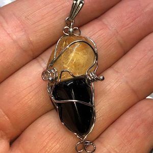 Cuarzo citrino obsidiana colgante de acero feng shui Ref CCOBJCA2A comprar