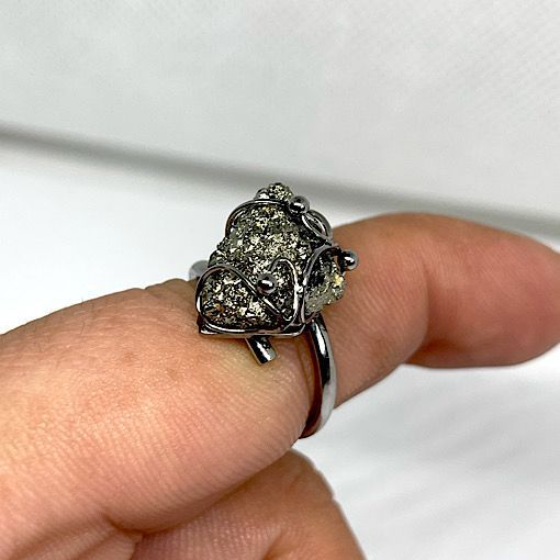 Anillo de Pirita en acero PJCA2A