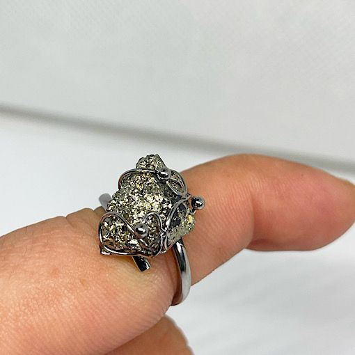 Anillo de Pirita en acero PJCA2A