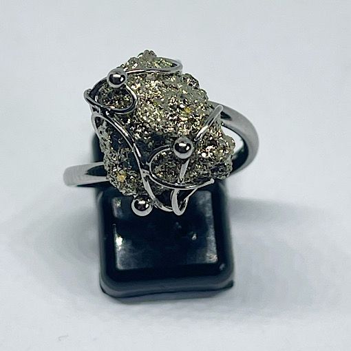 Anillo de Pirita en acero PJCA2A