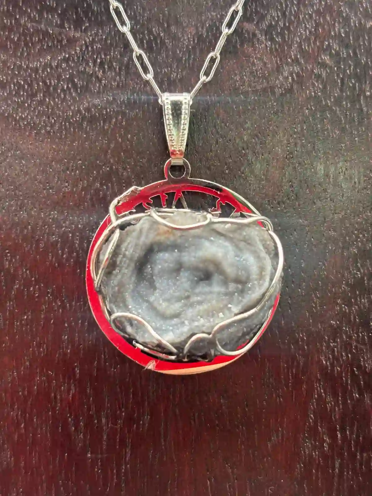 Colgante de Flor de Agata con Tetragramaton Para la proteccion.