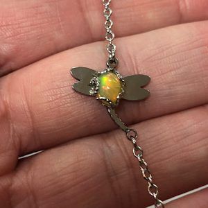Mineral ópalo piedra libélula acero pulsera